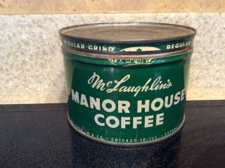 Vintage Mclaughlin’s Manor House Coffee Tin One Pound Empty