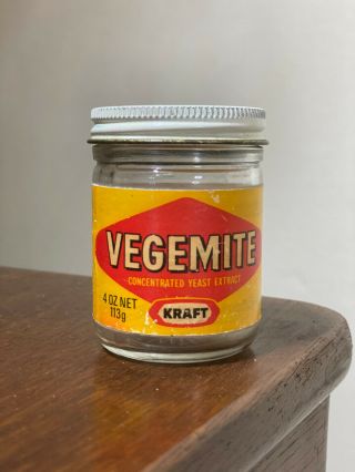 Vintage Vegemite Jar Pre Barcode Paper Label 4oz Net - Kraft - Glass,  Tin Lid.