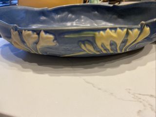 Vintage Roseville Pottery / Freesia / Blue Console / Bowl / 15 1/4 " / 469 - 14