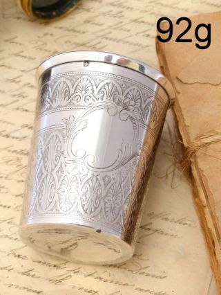 Gorgeous 19th Antique French Sterling Silver Wine Julep Tumbler Timbale Repousse