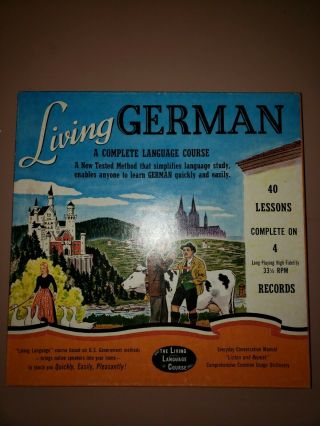 Living German,  A Complete Language Course [ Vintage 1956 ] 40 Lessons Complete O
