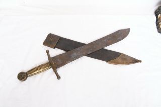 1844 Antique Military Atillery Spanish Gladius Short Sword Machete & Scabbard