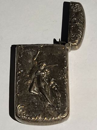 Antique Sterling Art Nouveau Match Safe with Angel? And Nude Woman Marked XXX 4