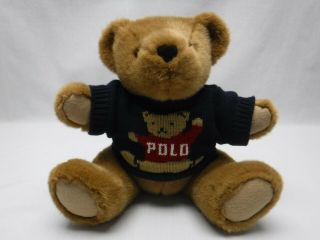 Vintage 1997 Ralph Lauren Plush Teddy Bear Trademark Polo Sweater Jointed Legs