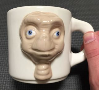 Vintage E.  T.  3d 2 Sided Ceramic Mug Cup Hand Painted