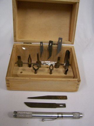 Vintage X - Acto Knife Hobby Carving Tool Set,  Assorted Blades/cutters 14 Pc & Box