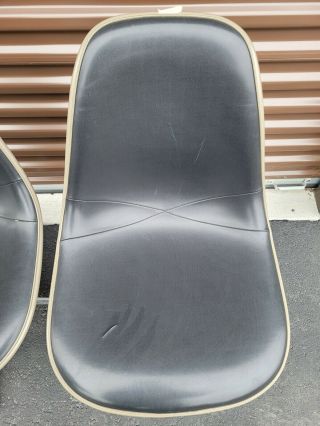 Pair Vintage Herman Miller Eames Naugahyde Fiberglass Shell Chair Swivel Base 6 2