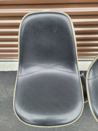 Pair Vintage Herman Miller Eames Naugahyde Fiberglass Shell Chair Swivel Base 6 5