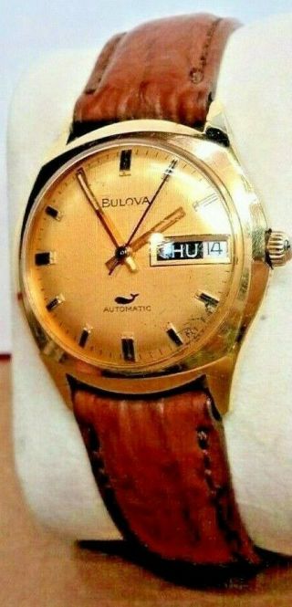 1972 Bulova " Clipper Y " 17j Swiss Automatic Calendar Gold Plated Mens Watch
