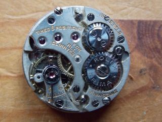 Antique Rolex Prima Timed 6 Positions Trench Watch Movement Spares.