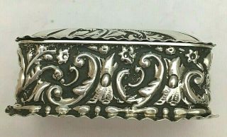 Antique Victorian Repousse Sterling Silver Pill Snuff Box 1899 3