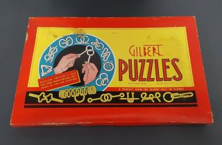 Vintage Gilbert Puzzles Set 1033 By The A.  C.  Gilbert Co.  With Atomic Bomb Game