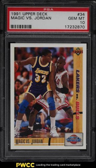 1991 Upper Deck Basketball Magic Johnson Vs.  Michael Jordan 34 Psa 10 Gem