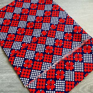 Vintage Retro 60s Fabric Bold Red Floral Mod Sewing 230 Cm X 89.  5 Cm