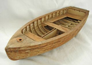 Vintage Clinker Built Wooden Model Sailing Dinghy Sail Boat Pond Yacht