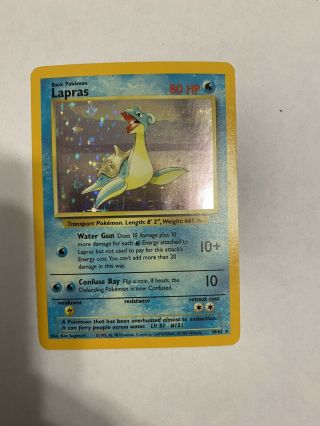 Lapras - Holo Rare 1999 Pokemon Card - 10/62 - Fossil Set Near Vintage