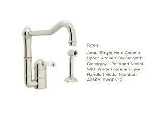 Rohl A3608/lpwspn - 2 - Acqui Polished Nickel Kitchen Faucet With Sidespray