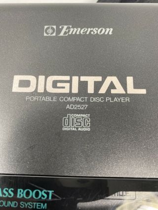 Vintage Emerson Portable CD Compact Disc Player with Bass Boost Model AD2527 3