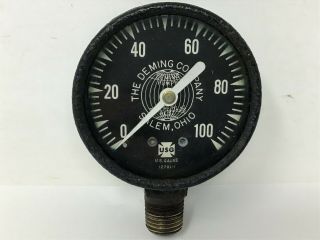 Vintage Deming Gauge 12781 - 1 Industrial 0 - 100 Psi Steampunk