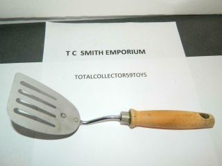 Vintage Ekco Chrome Plated Short Spatula Flipper Offset Wood Handle - Usa