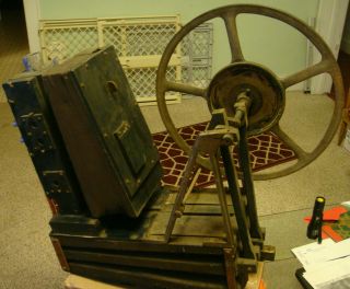 Antique Vtg Seeburg Player Piano Vacuum Motor Suction Box Bellows 14 " Iron Wheel