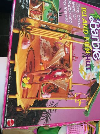 Rare Vintage 1987 Barbie Island Fun Hut With Box Jet Ski Parts