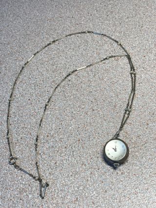 Vintage Bucherer Skelton Bubble Pendant Watch Chain 17 Jewels Mechanical