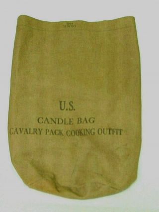 Rare Vintage U.  S.  Army Cavalry Wwii 1942 Pack Canvas Candle Bag Jqmd