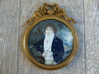 Fine & Large Antique Early 19th Century Gentleman Miniature Portrait 1820 