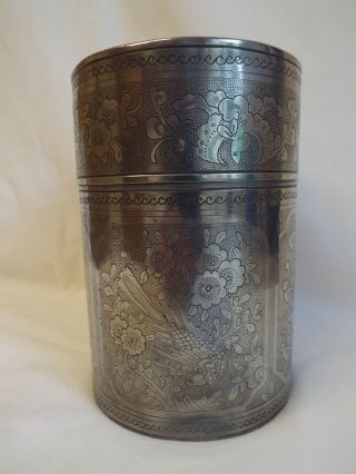 Large 7 " High Antique Chinese Pewter Tea Caddy Cannister