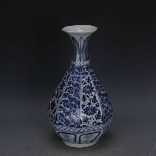 Chinese Antique Ming Dynasty Blue&white Porcelain Flowers Plants Vase 5