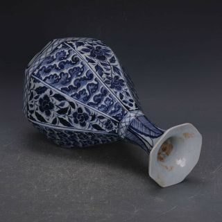 Chinese Antique Ming Dynasty Blue&white Porcelain Flowers Plants Vase 6