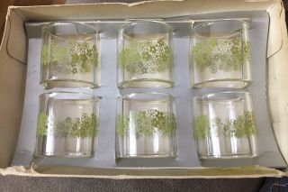 Vintage Pyrex Compatibles 6 Glass Napkin Rings “spring Blossom Green”