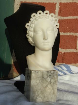Antique Italian Marble Alabaster Classical Lady Bust Signed G Bessi