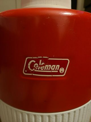 Vintage Coleman Red & White Plastic 2 Gallon Water Cooler Jug 2