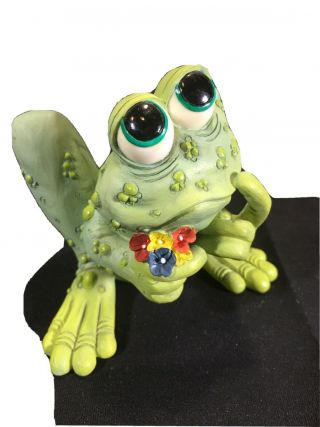 Vintage Sprogz Googly Eyed Frog With Flowers