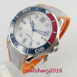 41mm bliger sterile white dial sapphire glass ceramic bezel automatic mens watch 2