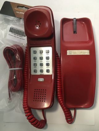 Vintage Red Desk Phone,  Retro Western Electric Trimline Tml - Tt W/ Cables -