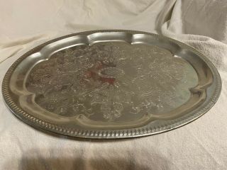 Vintage Silver Oval Serving Tray 14”x10 1/2”