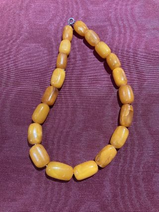 Antique Vintage Art Deco Amber Bakelite Bead Necklace Butterscotch? Egg Yolk?