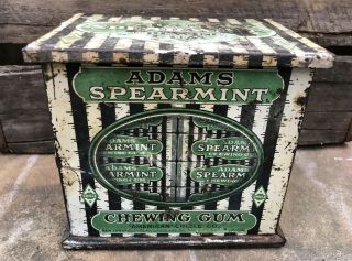 Antique 1917 Adams Spearmint Chewing Gum Store Display Tin American Chicle Co.