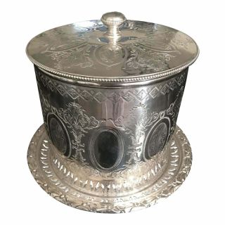Antique Victorian Silver Plate Biscuit Barrel Box By Martin Hall & Co
