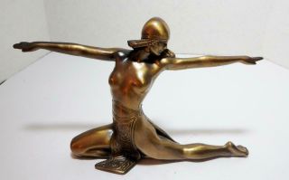 Antique Art Deco Semi Nude Egyptian Women Dancer Sculpture Metal