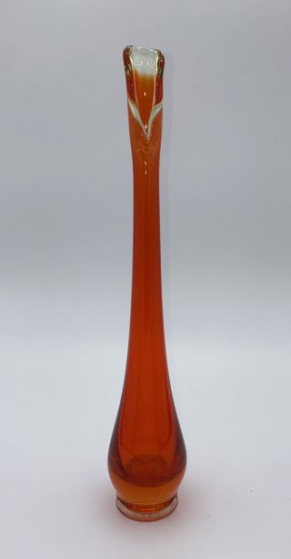 Viking Glass Vintage Persimmon Bud Vase U.  S.  A.  12” Euc