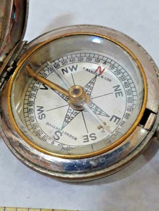 Antique Francis Barker & Sons Makers London Victorian Pocket Compass
