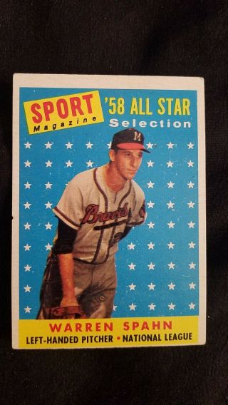 1958 Topps 494 Warren Spahn Milwaukee Braves Vintage Baseball Card