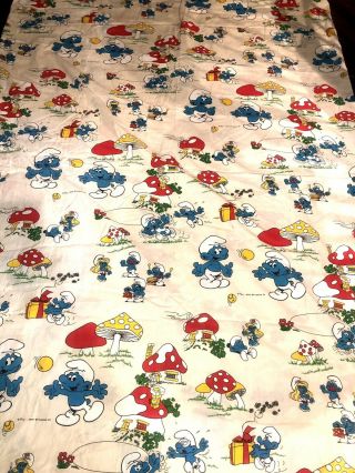 Vintage 1980 ‘the Smurfs’ Single Bed Quilt Cover Doona Cover -