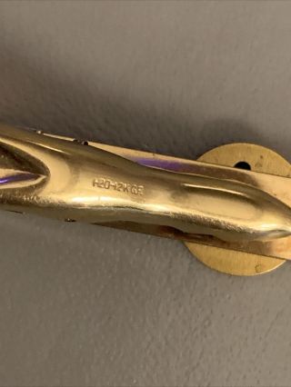 VINTAGE MOBIL OIL PEGASUS TIE CLIP 1/20th 12k GOLD FILLED EMERALD Jewelry 2
