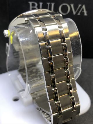 Bulova Men ' s Silver Tone Blue Dial Day/Date Bracelet Watch 96C125 C10 3