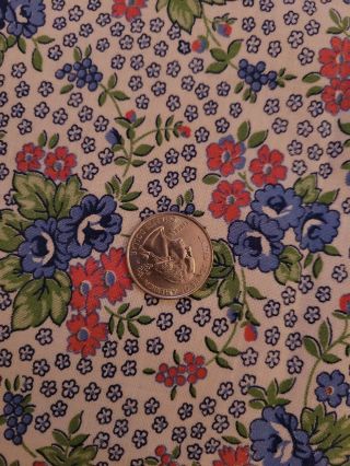 Vintage Feedsack Blue Pink Flowers 46 X 35 -